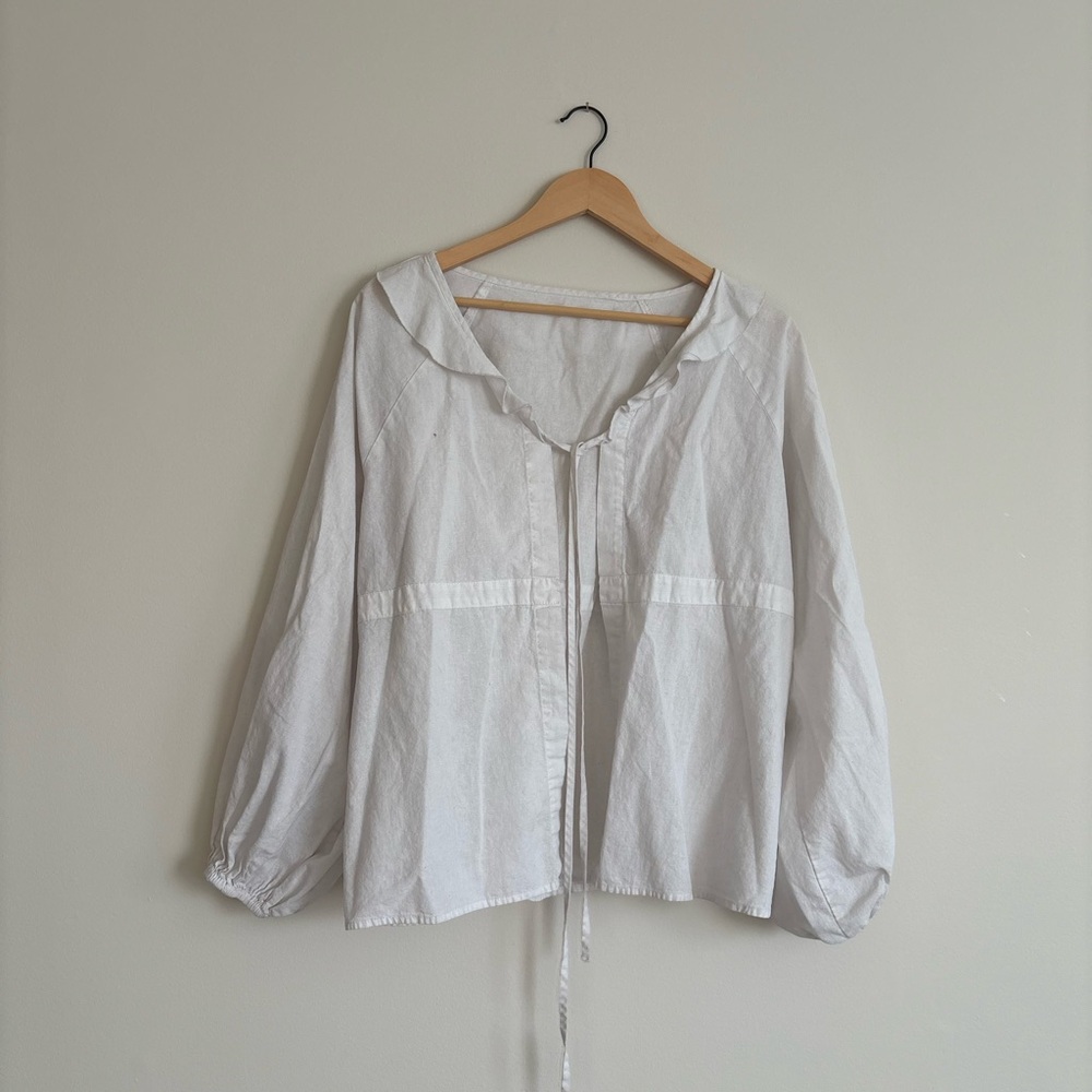 Tie-Front Cotton Blouse